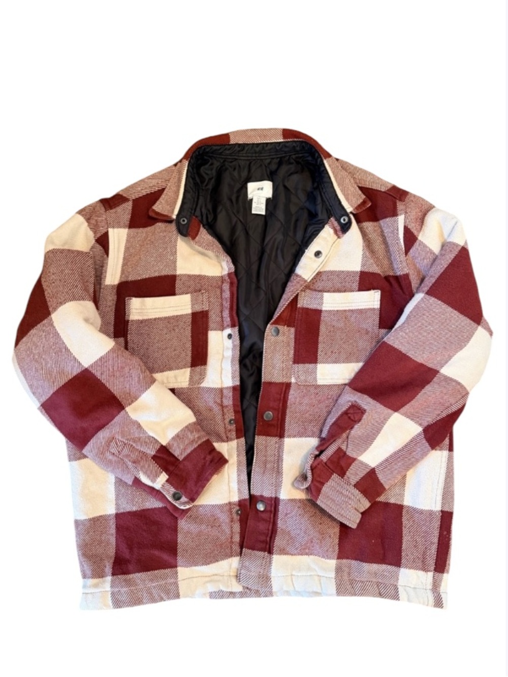 Burgundy & Cream Plaid Quilted-Lined Jacket